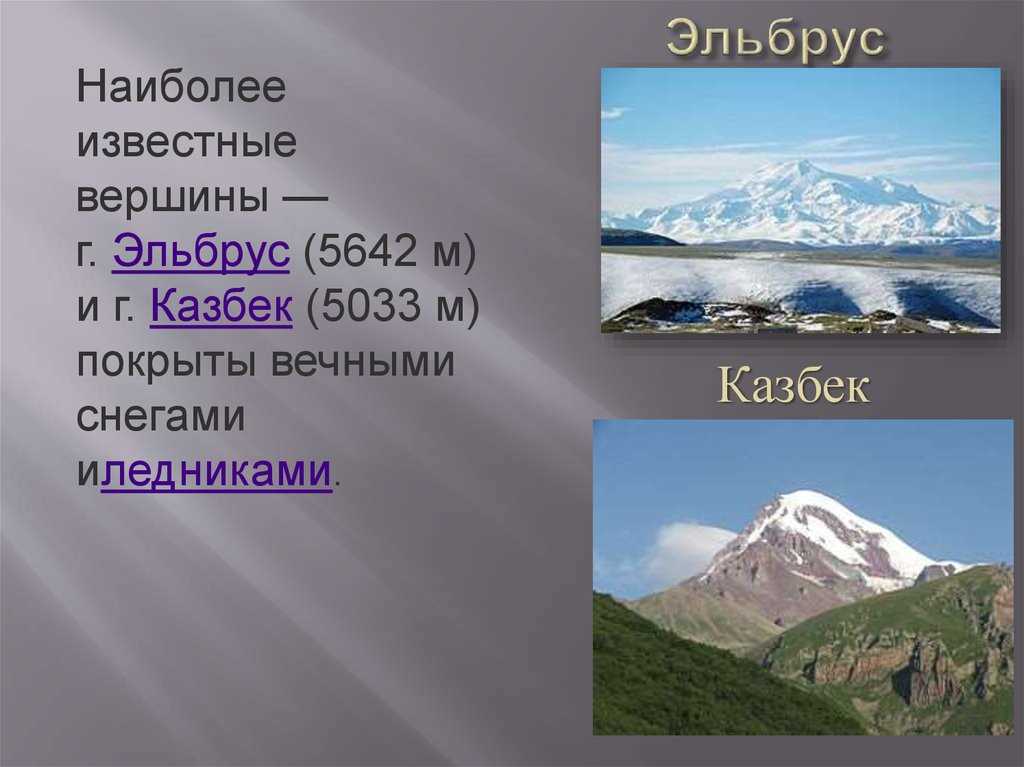 Какие горы входят в состав. Гора Эльбрус (5642 м) — высочайшая вершина России. Горы Кавказа Эльбрус высота.